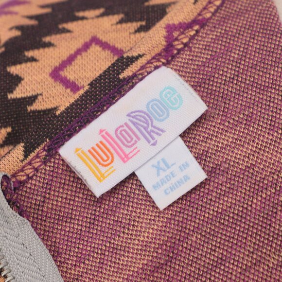 NWT LuLaRoe Amelia Pleated Fit & Flare Dress Peach Brown Geo Print Size XL - Picture 6 of 7